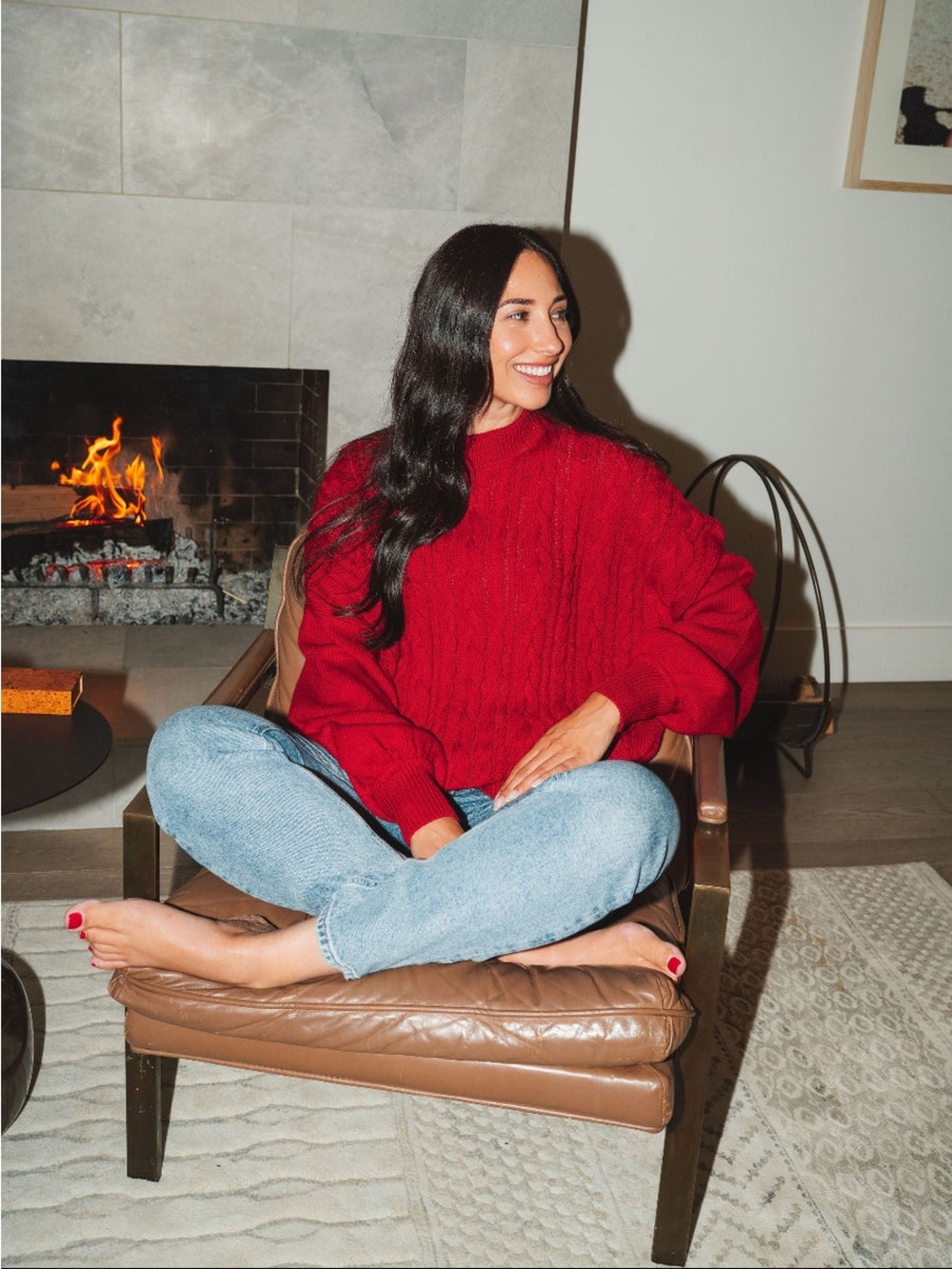 NWT One Wednesday Red Cable Knit Sweater - Picture 7 of 7
